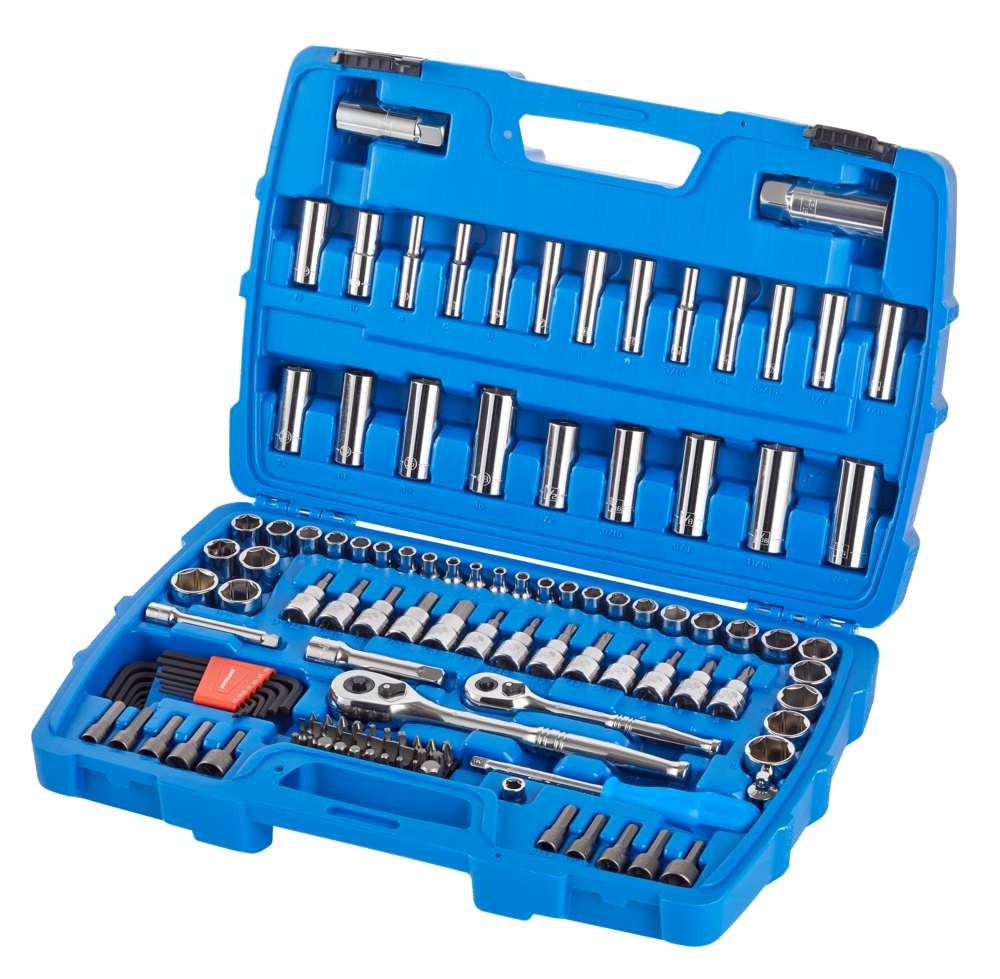 Socket Set, 128-pc, SAE / Metric, CRV, Nickel-Chrome Plating P6P9 - product image 1