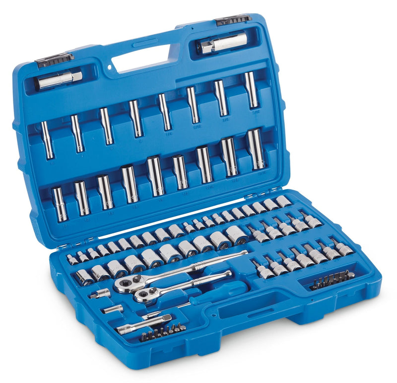Socket Set, 95-pc, SAE / Metric, CRV, Nickel-Chrome Plating C1Y9