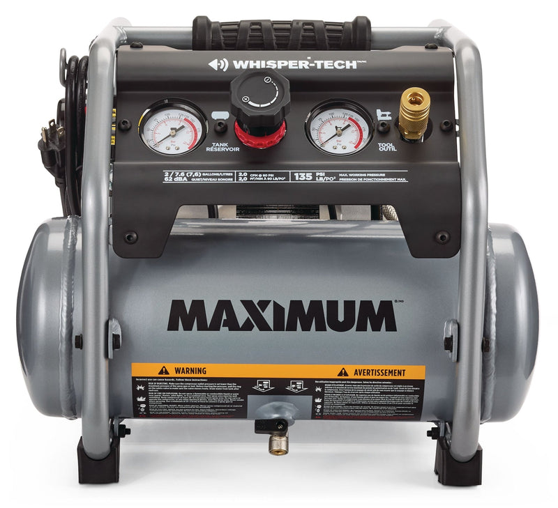 2-Gallon Quiet Air Compressor, 135 PSI, 1 HP R8D9