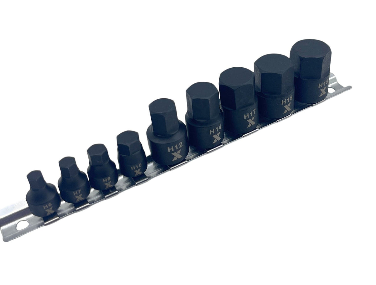 9 Piece Impact Stubby Bit Socket Rail Hex Metric L3H7 - product image 1