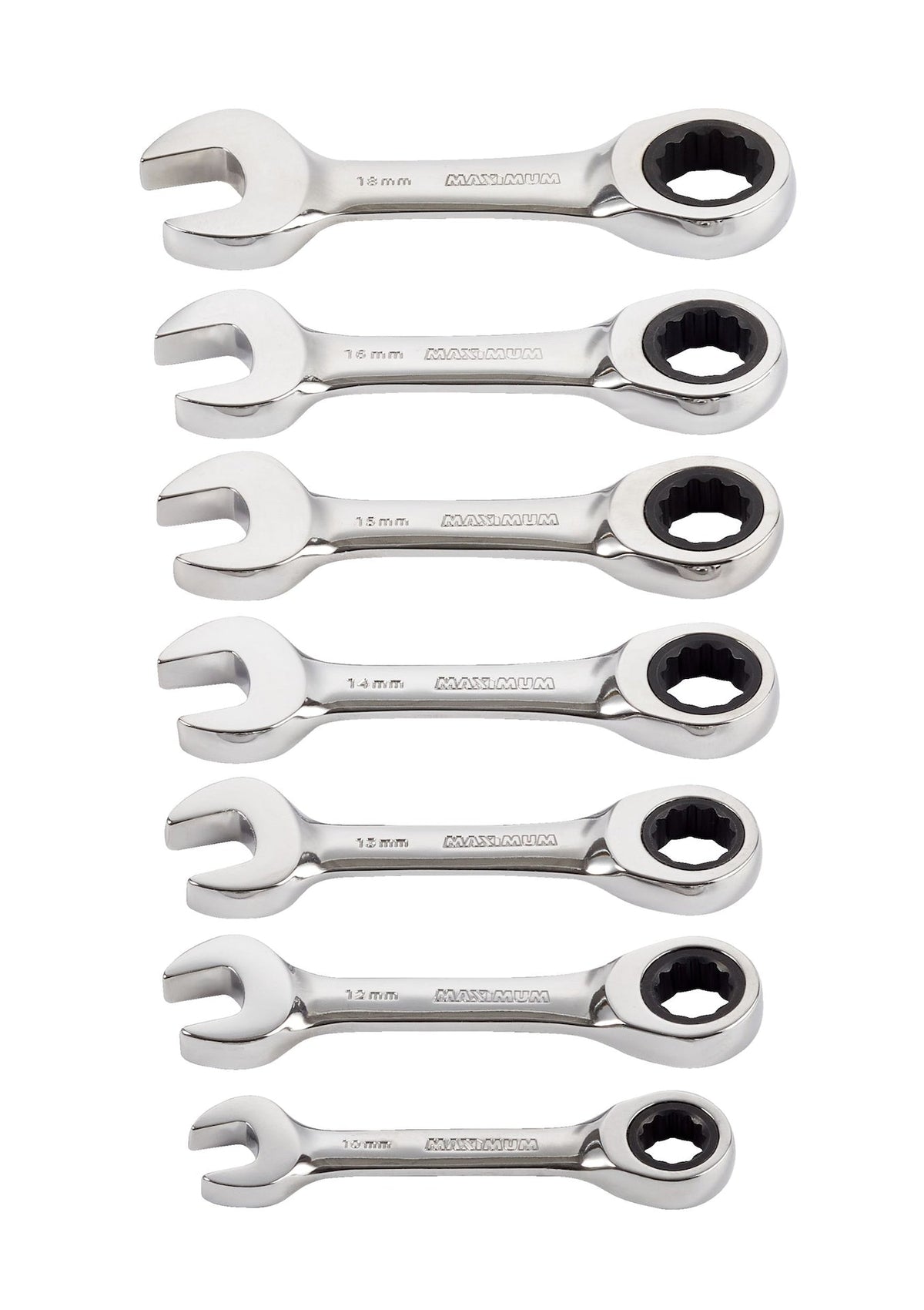 Stubby Ratcheting Wrench Set, Metric, Nickel-Chrome Plating, 7-pc Z5R0 - product image 5