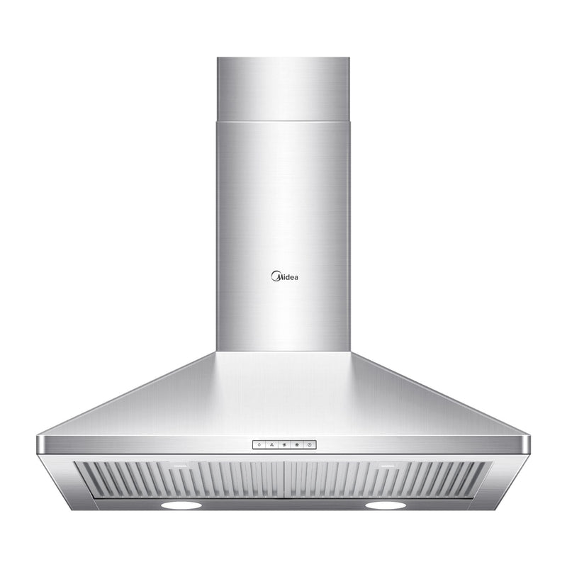 Pyramid 450CFM Push Button Wall Mount Kitchen Exhaust Fan Range Hood, Stainless Steel, 30-in D0K2