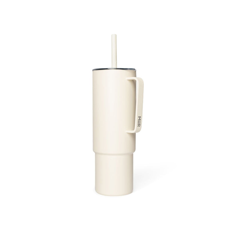 Stainless Steel Insulated All Day Straw Cup with Handle, Sandstone White, 32-oz R7U1