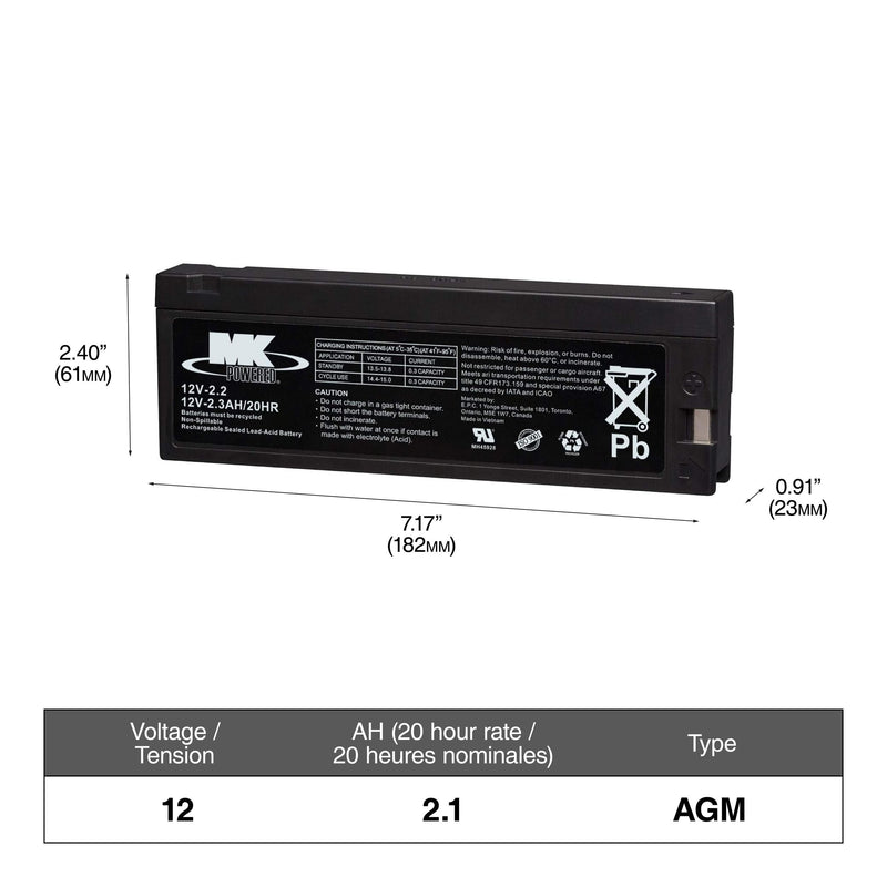 Battery 12-Volt 2.3 Ah SLA Battery K3S2