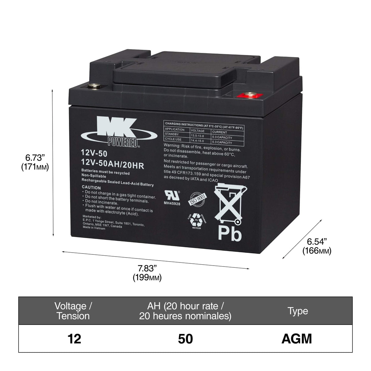 Battery 12-Volt 50 Ah SLA Battery M1Q3 - product image 1