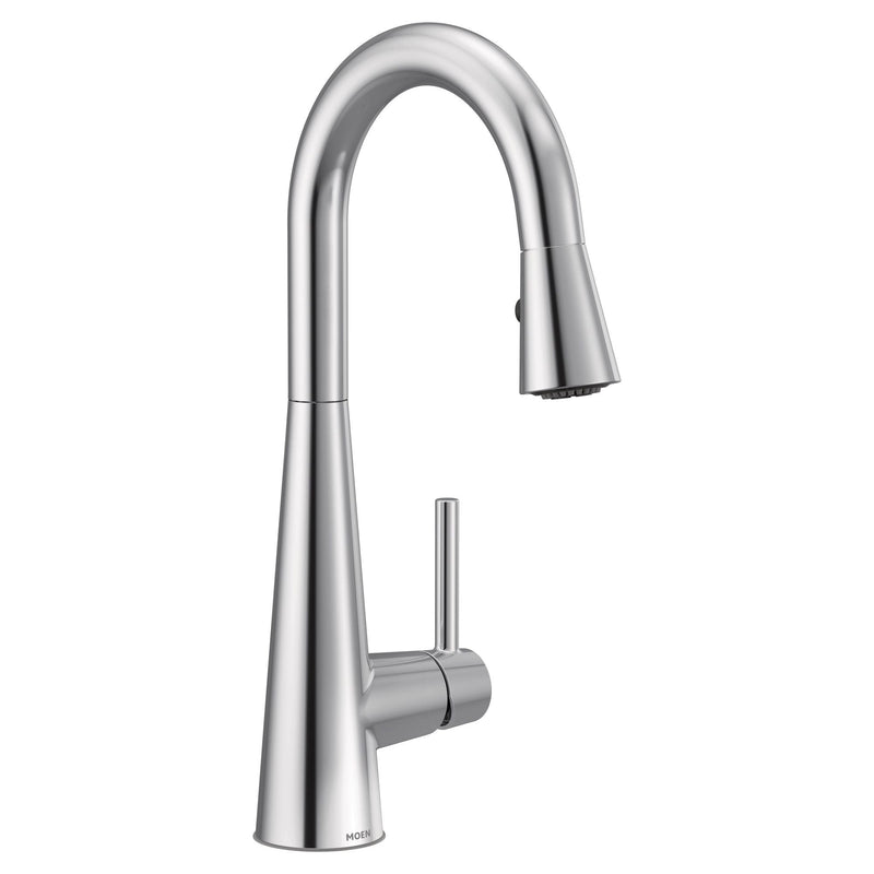 Sleek Single Handle High Arc Pull Down Kitchen Faucet with Power Clean, Chrome E4N4