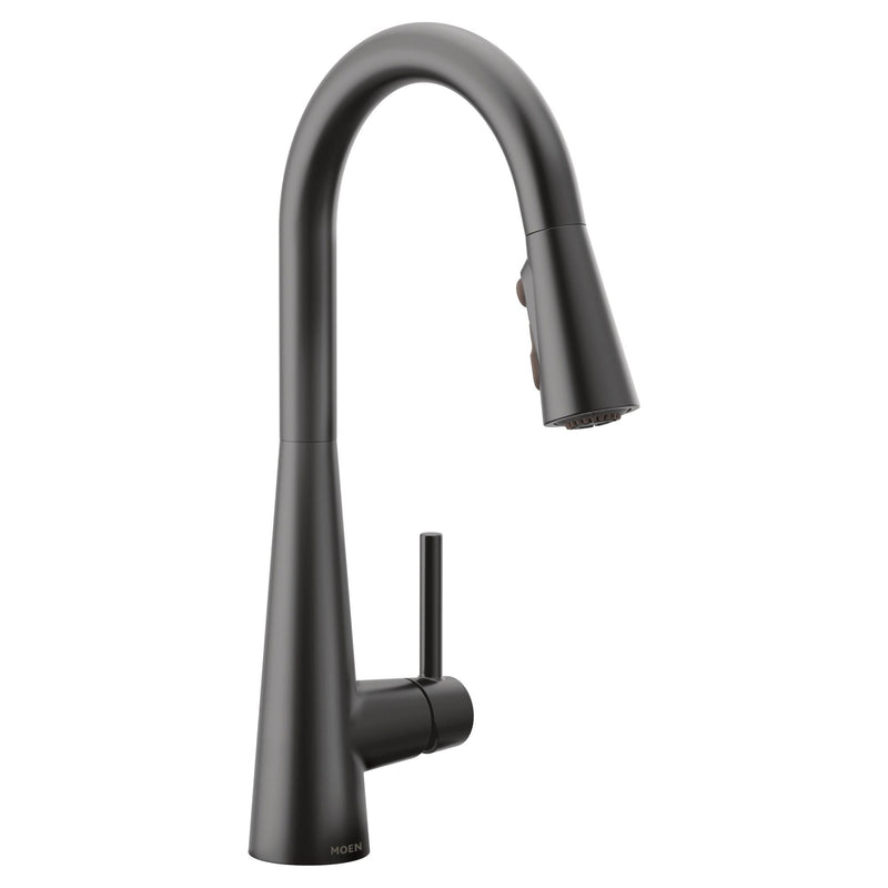 Sleek Single Handle High Arc Pull Down Sprayer Kitchen Faucet with Power Boost, Matte Black X8Q7