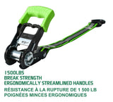 1,500-lb Reflective Ratchet Tie-Down Strap with Padded D-Handle, 1-in x 12-ft, 2-pk H1I1 - product image 4