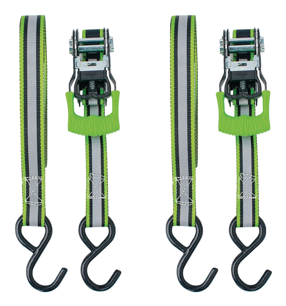 1,500-lb Reflective Ratchet Tie-Down Strap with Padded D-Handle, 1-in x 12-ft, 2-pk H1I1 - product image 6