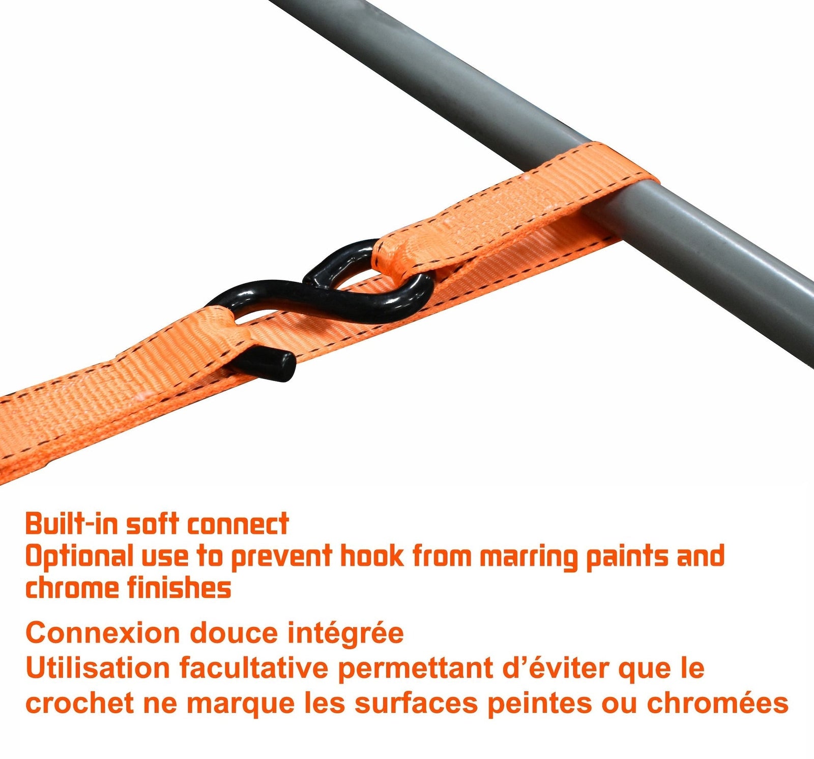 3,000-lb Heavy Duty Ratchet Tie Down Strap, 1.25-in x 14-ft, 4-pk X5O4 - product image 6