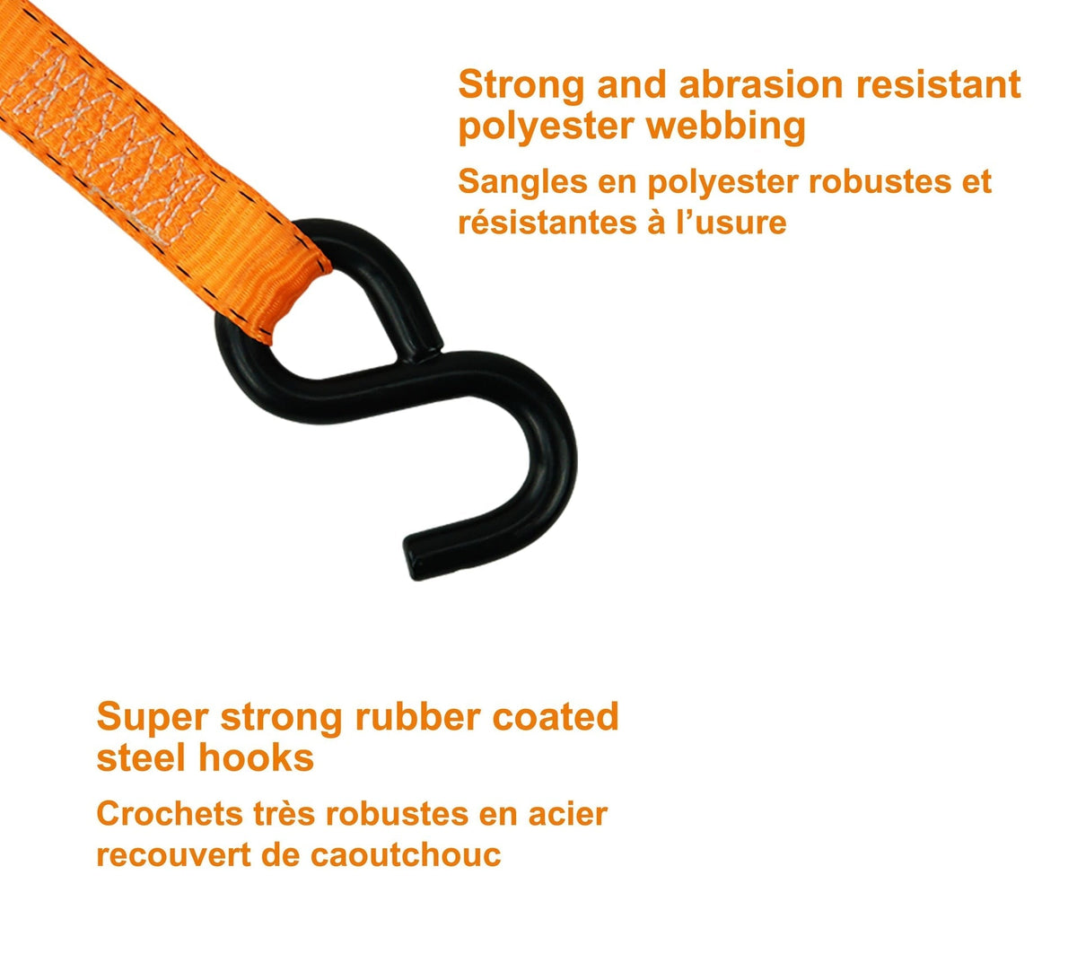 3,000-lb Padded Handle Ratchet Tie Down Straps, 1.25-in x 10-ft, 2-pk T3D8 - product image 4