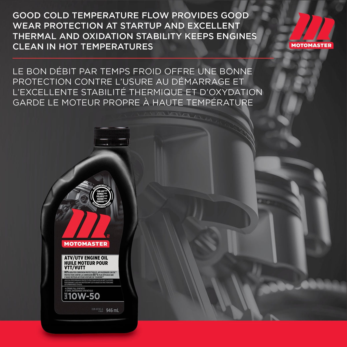 4-Stroke Synthetic ATV/UTV Engine Oil 10W50, 946-mL A9D2 - product image 5