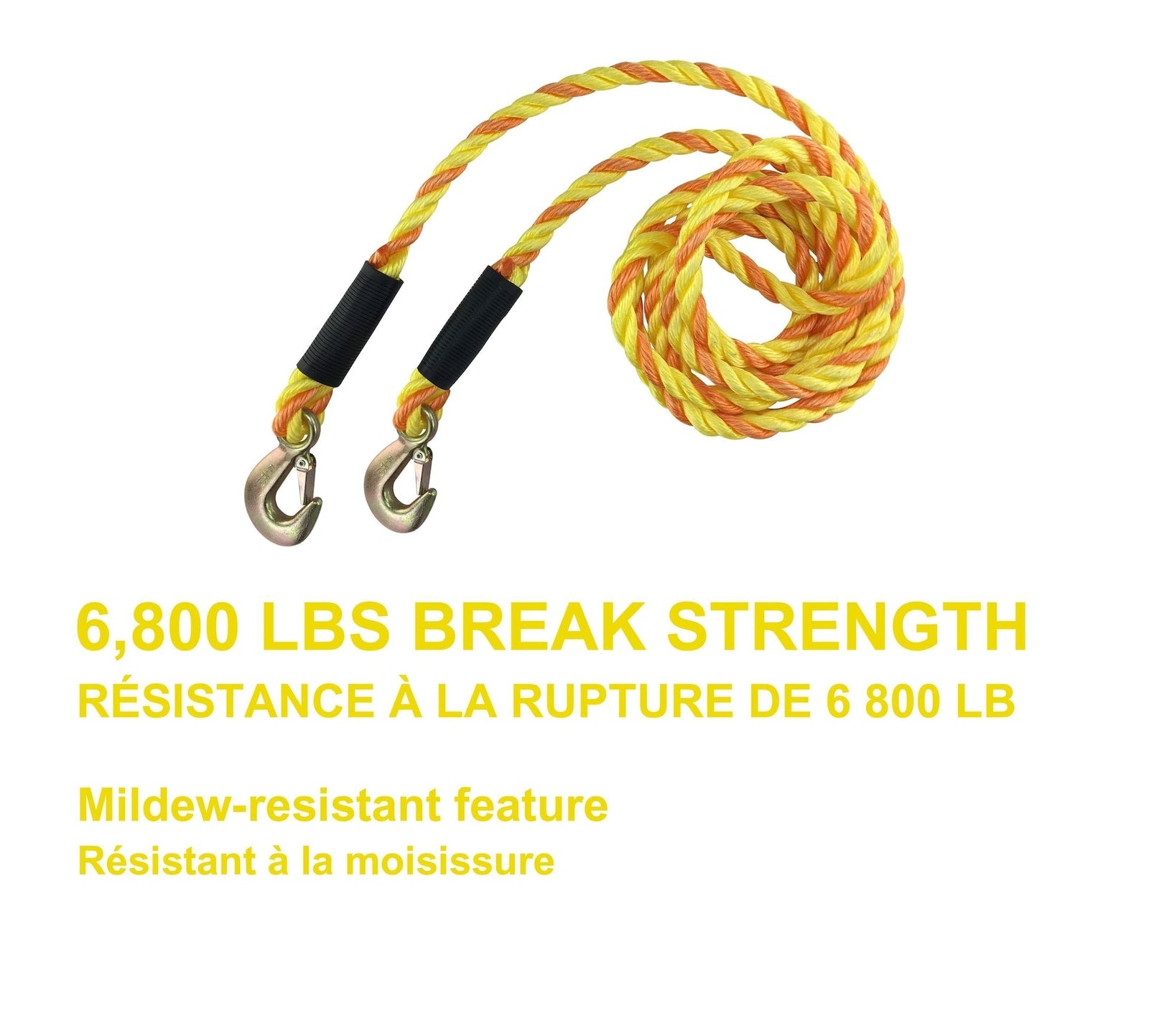 6,800-lb Tow Rope, with Rust-Resistant Hooks, 5/8-in x 14-ft A2I1 - product image 3
