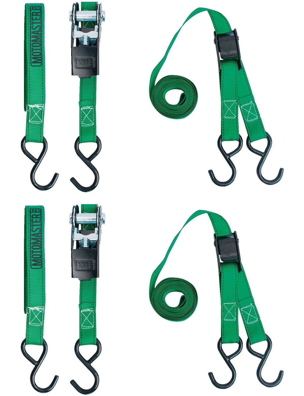 900-lb Ratchet/Cambuckle Tie-Down Straps, Non-Padded, 1-in x 10-ft, 4-pk S7M2 - product image 4