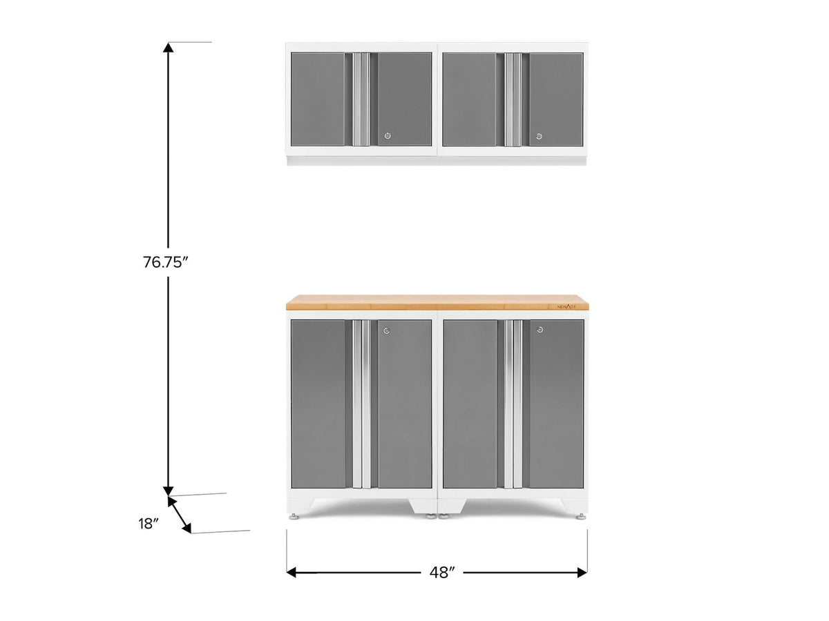Bold 3.0 Series All-in-One Lockable Steel Garage Cabinetry Set with Bamboo Top, White/Platinum, 48-in x 18-in x 76.75-in, 5-pc Y5W8 - product image 2