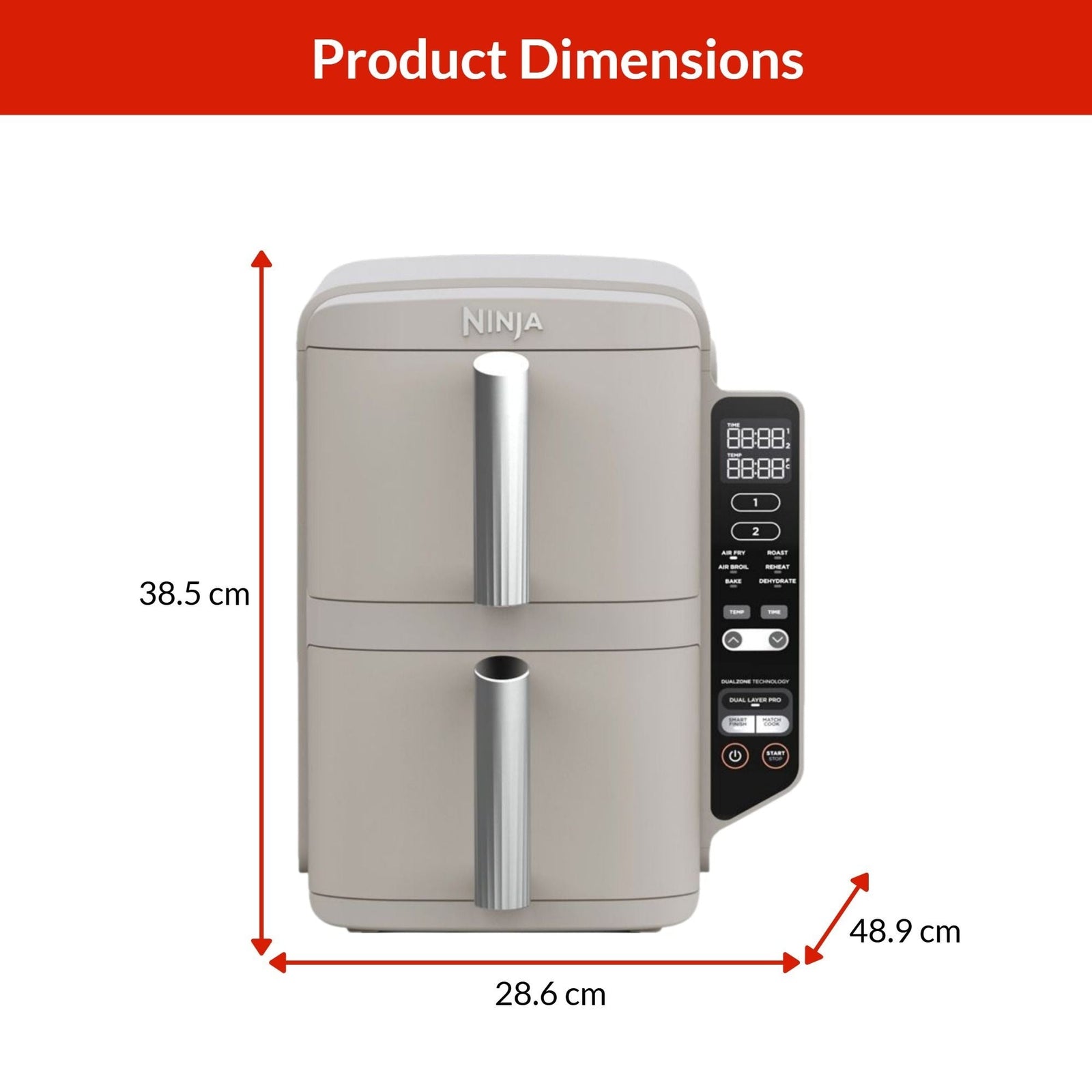 Dual Stacked Space-Saving Air Fryer, Sandstone S6V7 - product image 2