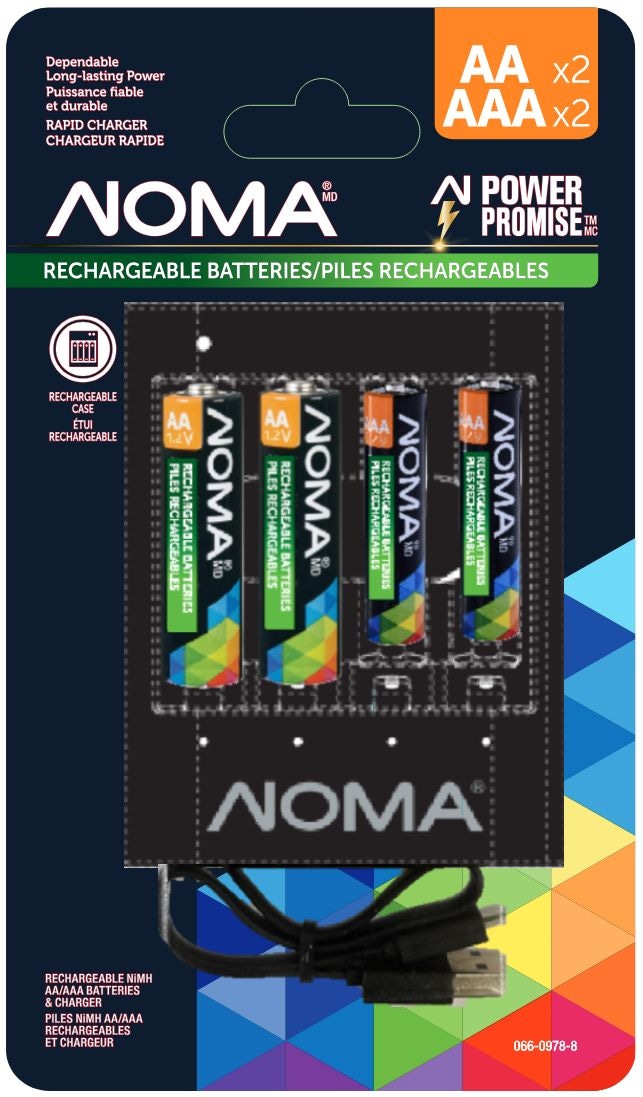 AA+AAA Ni-MH Rechargeable Batteries and Charger, 2-pk E3B0 - product image 1