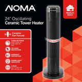 Digital Tower Ceramic Heater withRemote Control & Thermostat, 1500W, White, 24-in N1R1 - product image 4