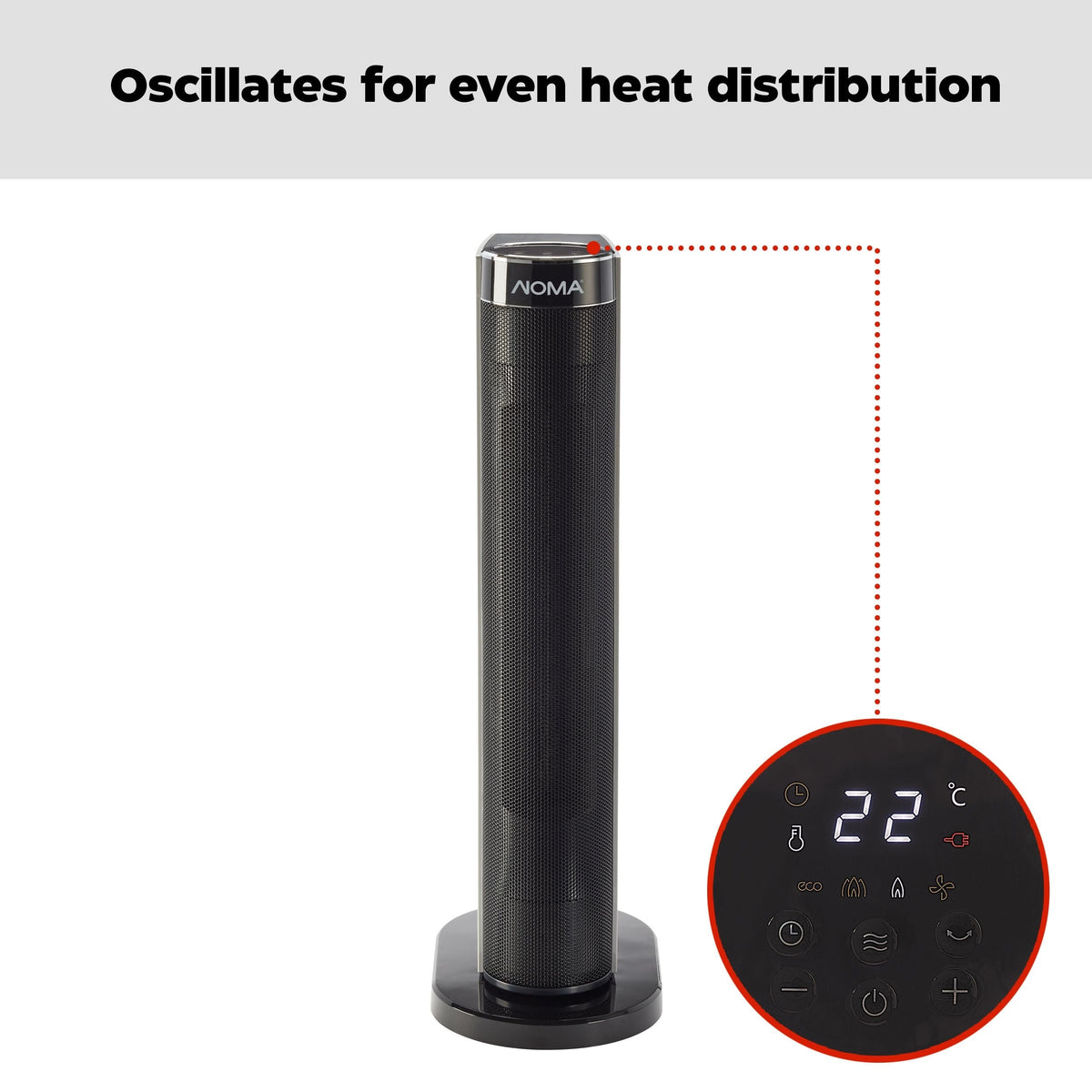 Digital Tower Ceramic Heater withRemote Control & Thermostat, 1500W, White, 24-in N1R1 - product image 7