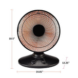 Oscillating Parabolic Dish Portable Radiant Electric Space Heater, 1000W, Black H1W1 - product image 5
