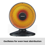 Oscillating Parabolic Dish Portable Radiant Electric Space Heater, 1000W, Black H1W1 - product image 6