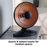 Oscillating Parabolic Dish Portable Radiant Electric Space Heater, 1000W, Black H1W1 - product image 7