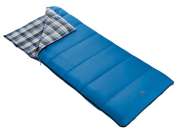 Comfort 5°C Insulated Cotton Lined Mild Weather Sleeping Bag with Compression Sack, Blue S0A3