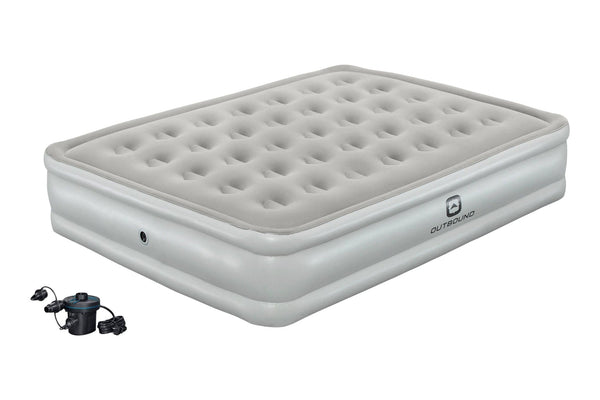 Queen Flocked Double-High Inflatable Air Mattress/Airbed with 110V Pump & Carry Bag I4M7
