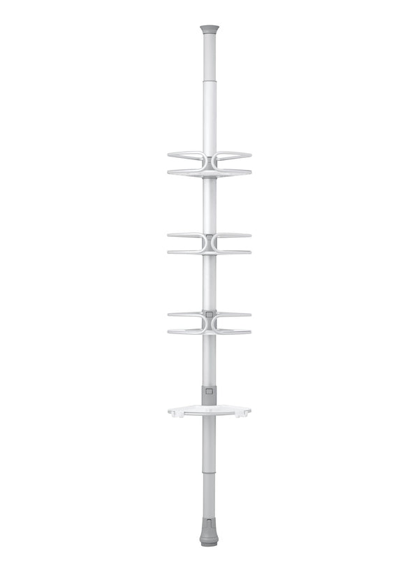 Aluminum Quick Extend Tension Pole Shower Caddy, Grey, 9-ft W5P3