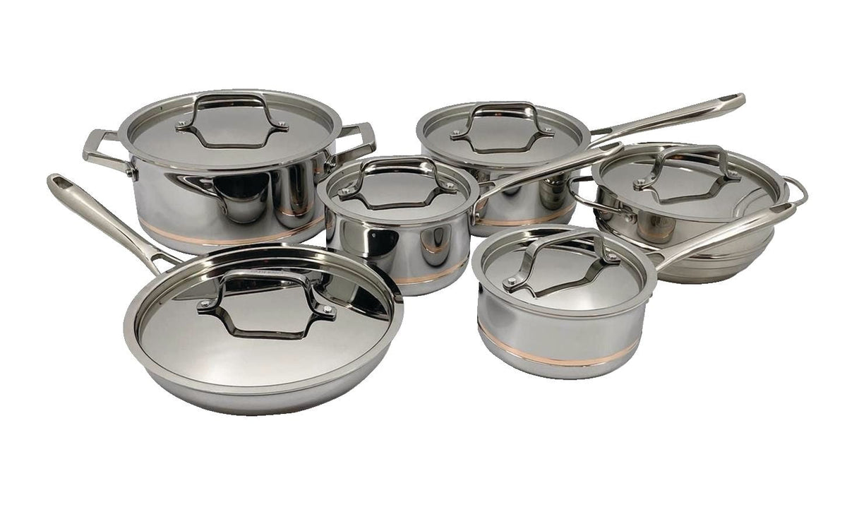 5-Ply Copper Core Stainless Steel Cookware Set, Oven Safe, 12-pc G3V4 - product image 1