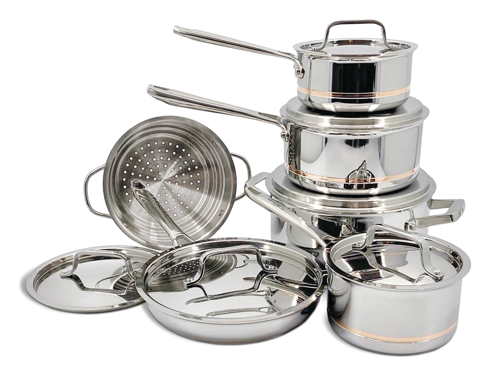 5-Ply Copper Core Stainless Steel Cookware Set, Oven Safe, 12-pc G3V4 - product image 2