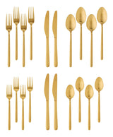 Chelsey Satin Gold Finish Slim Round Stainless Steel Flatware Set, Serves 4, 20-pc D7H9 - product image 4