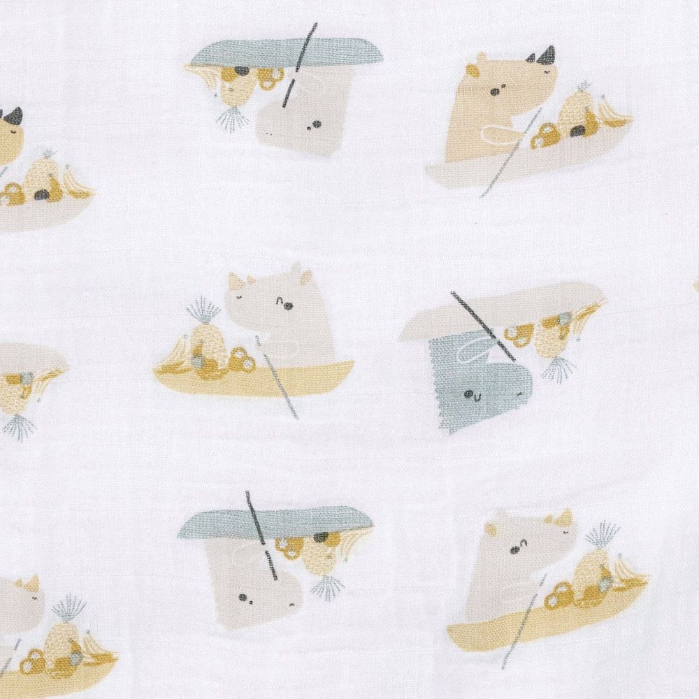 Cotton Muslin Baby Swaddle Blanket, Rhinos H1L2 - product image 1