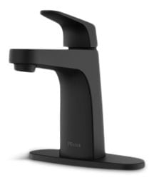 Matlock Single Handle High Arc Single Hole 4-in Centreset Bathroom Sink Faucet, Push & Seal Drain, Matte Black P7U2