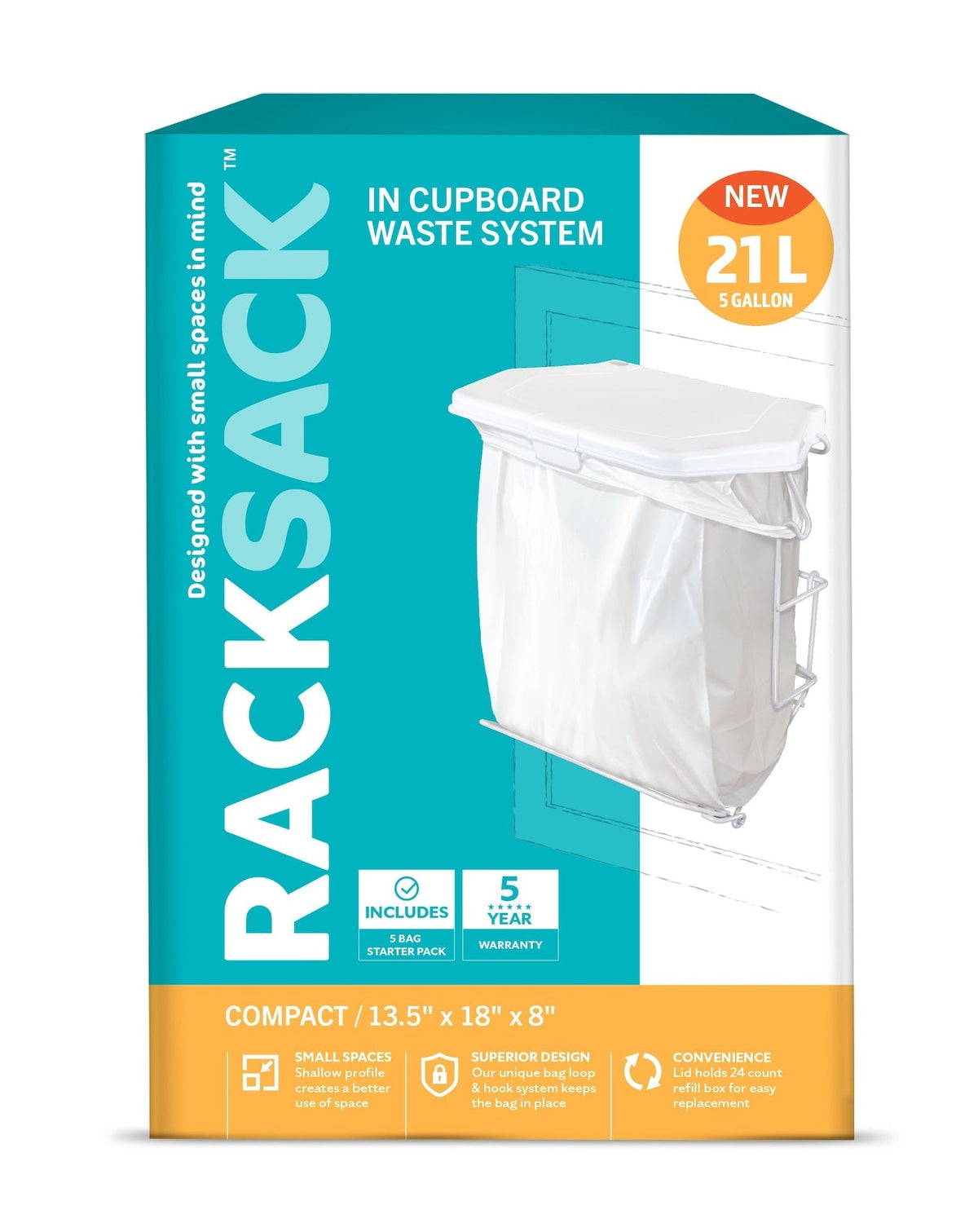 Rack Sack Expandable Kitchen Garbage Bag Holder, Fits 15-L or 21-L bags, Includes 5 bags X6J4 - product image 3