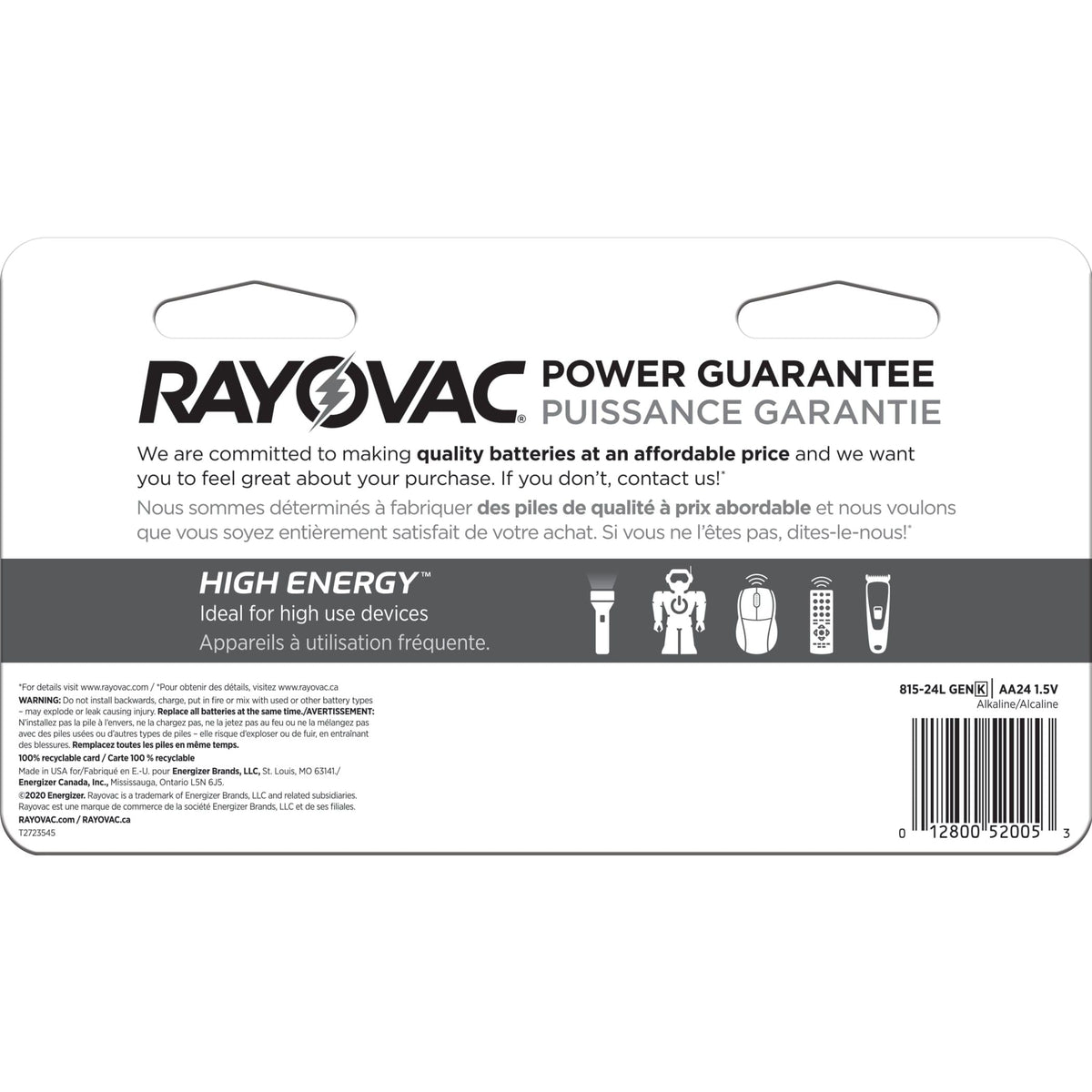 HIGH ENERGY AA Alkaline Batteries, Long Lasting, All Purpose, 24-pk J8C1 - product image 4