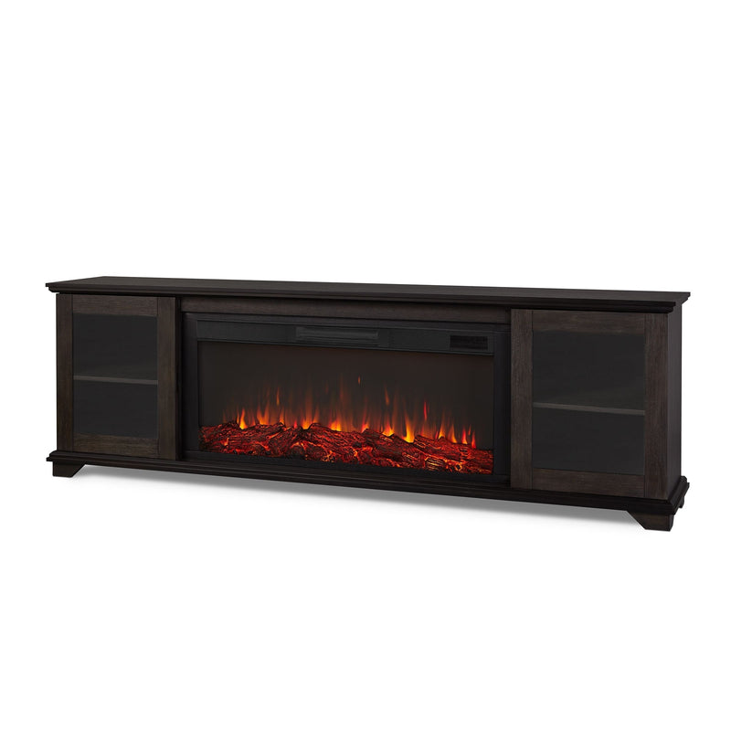 Flame Benjamin Landscape Electric Fireplace TV Stand, 81-in, 1500W, Includes Remote Control, Weathered Wood I7K3