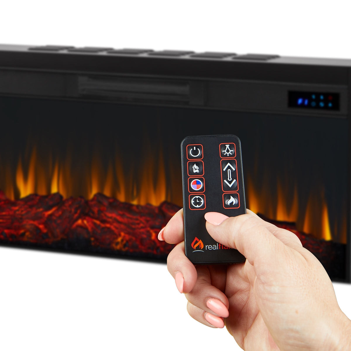 Flame Benjamin Landscape Electric Fireplace TV Stand, 81-in, 1500W, Includes Remote Control, Weathered Wood I7K3 - product image 8