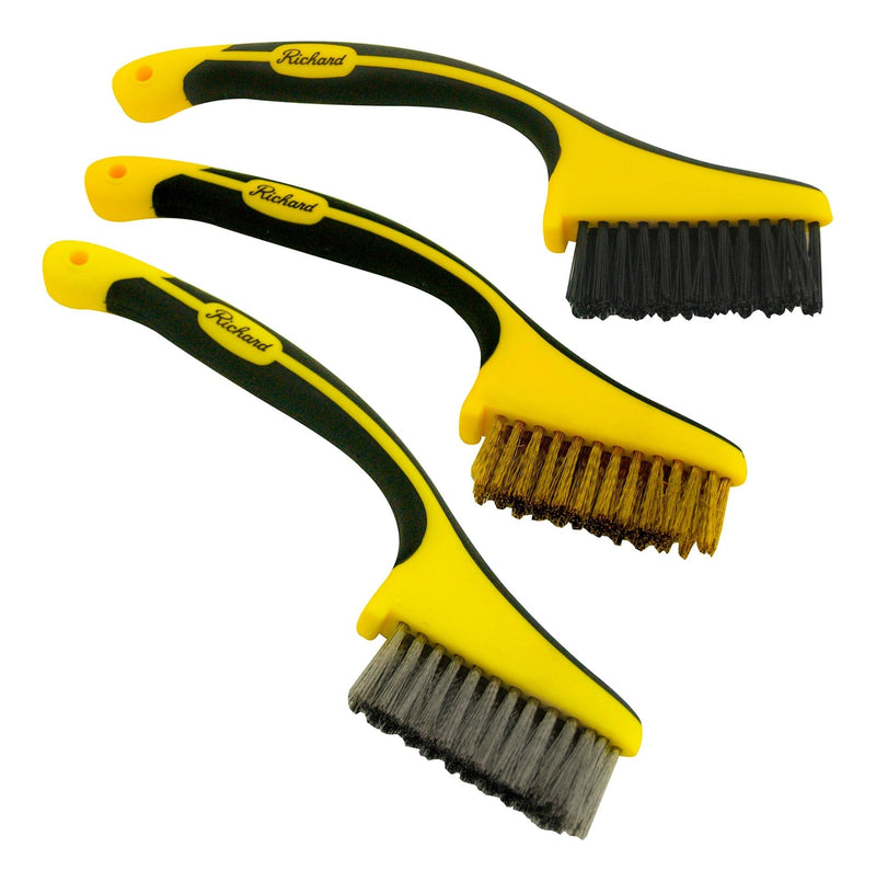 Multi-Surface Mini Metal Wire Bristle Brush Set, Removes Paint/Dirt/Rust, 3-pc C3W3