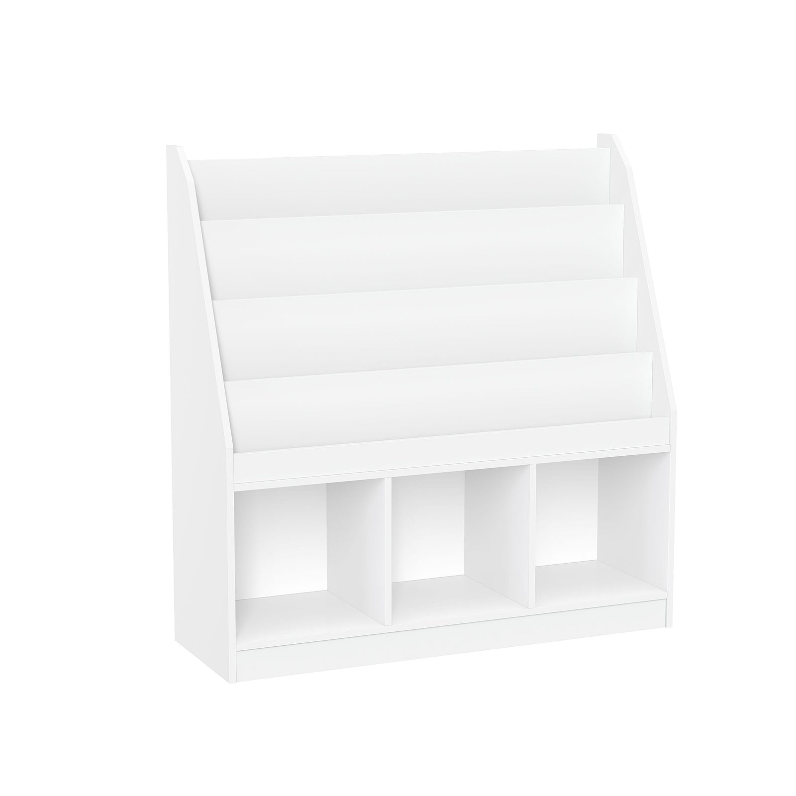 Home Kids' Playroom Bookrack with 3 Toy Organizer Cubbies & 4 Book Shelves, White T8I2 - product image 1