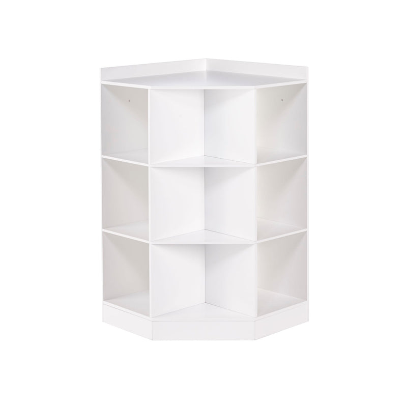 Home Kids' Playroom Corner Cabinet with 6 Toy Storage Cubbies & 3 Shelves, White B0E3