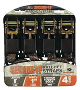Ratchet Tie-Down Straps, 1-in x 8-ft (2.54 cm x 2.4 m), 4-pk X3N9 - product image 1