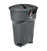 Plastic Circular Wheeled Garbage Can with Handle, Black, 121-L J1W5 - product image 1
