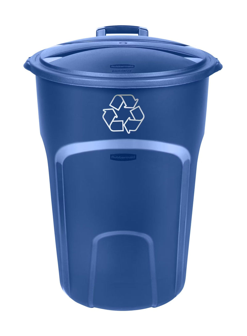 Plastic Circular Wheeled Recycling Blue Box with Handle, 121-L V7U5