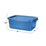 Roughneck Stackable Storage Box with Lid, 38-L, Blue G6U7 - product image 2