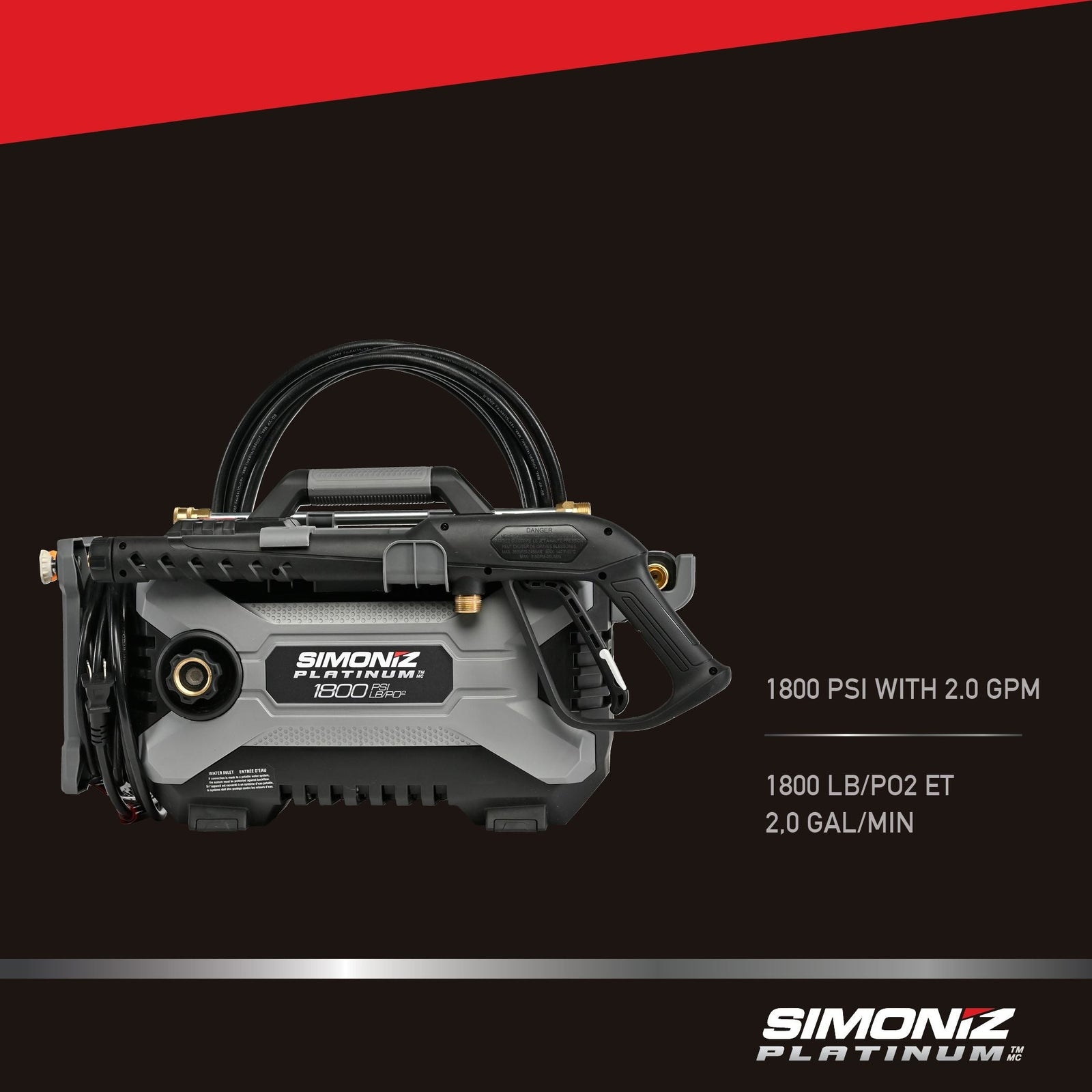 Platinum1800 PSI 2.0 GPM Corded Cold Water Brushed Electric Pressure Washer with Foam Blaster P0N7 - product image 3