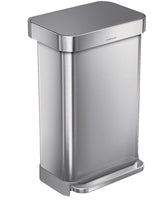 Stainless Steel and Plastic Rectangular Step Garbage Can, 45-L T8L4 - product image 1