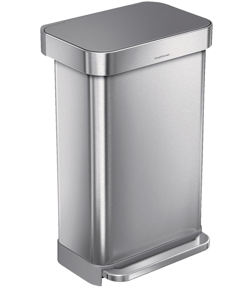 Stainless Steel and Plastic Rectangular Step Garbage Can, 45-L W2S6