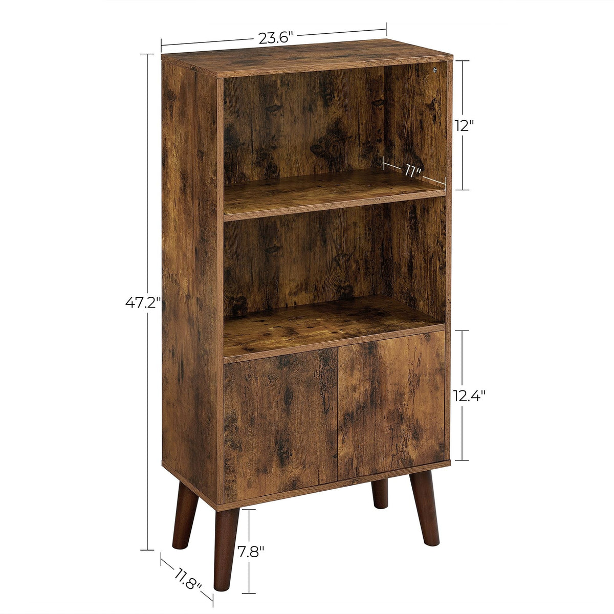 Home 3-Tier Rustic Brown Retro Cabinet with Steel Frame R8O9 - product image 2