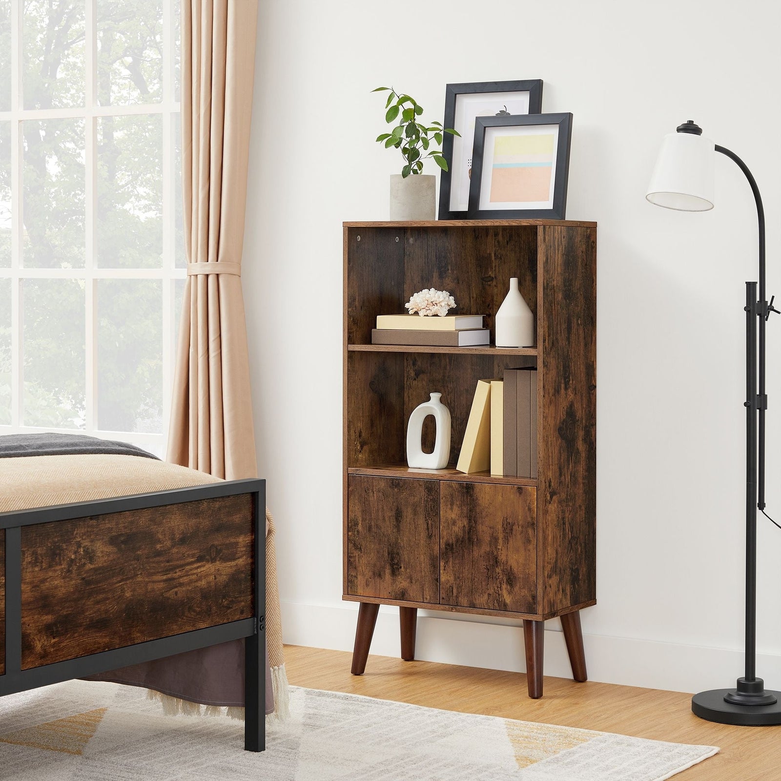 Home 3-Tier Rustic Brown Retro Cabinet with Steel Frame R8O9 - product image 8